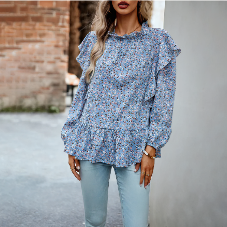 CLARA | Blouse Élégante à Manches Longues et Motif Floral