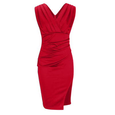 Isa | Robe Élégante avec Décolleté en V et Fente Chic