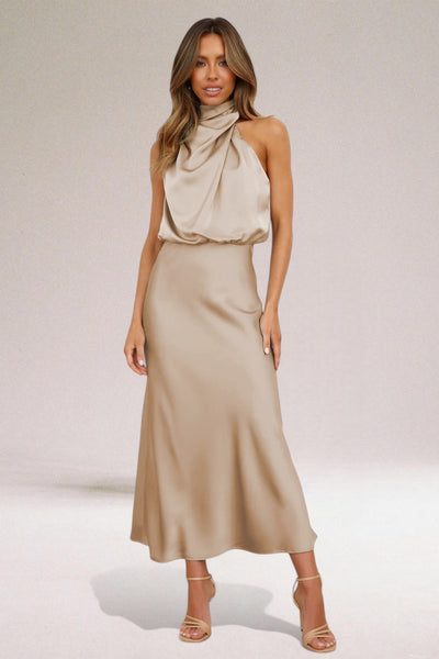 VALENTINA | Robe Élégante en Satin avec Détails Raffinés