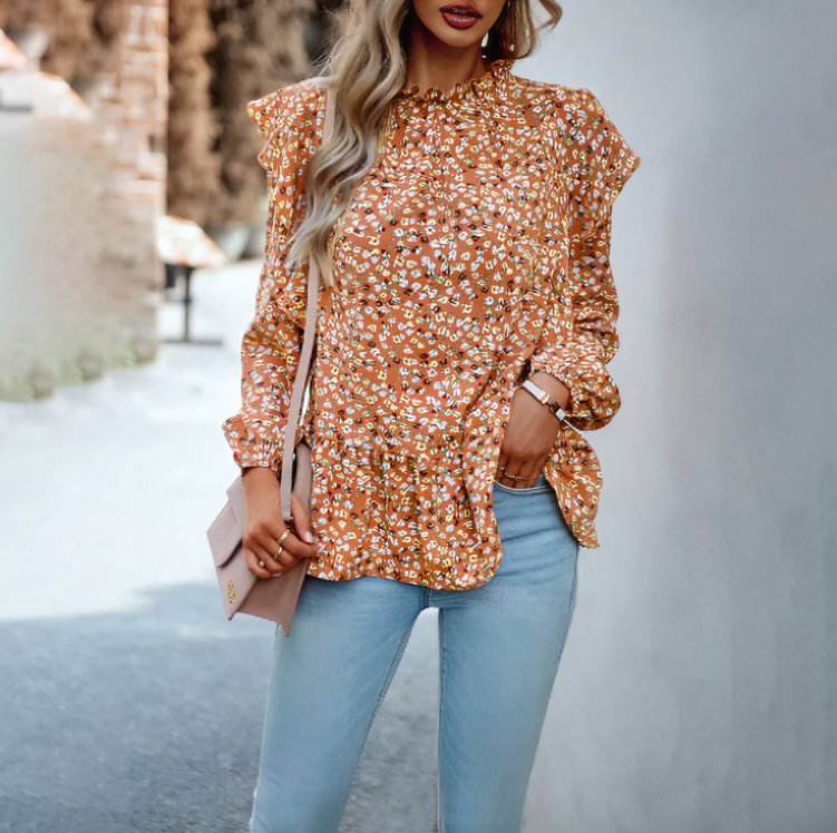 CLARA | Blouse Élégante à Manches Longues et Motif Floral