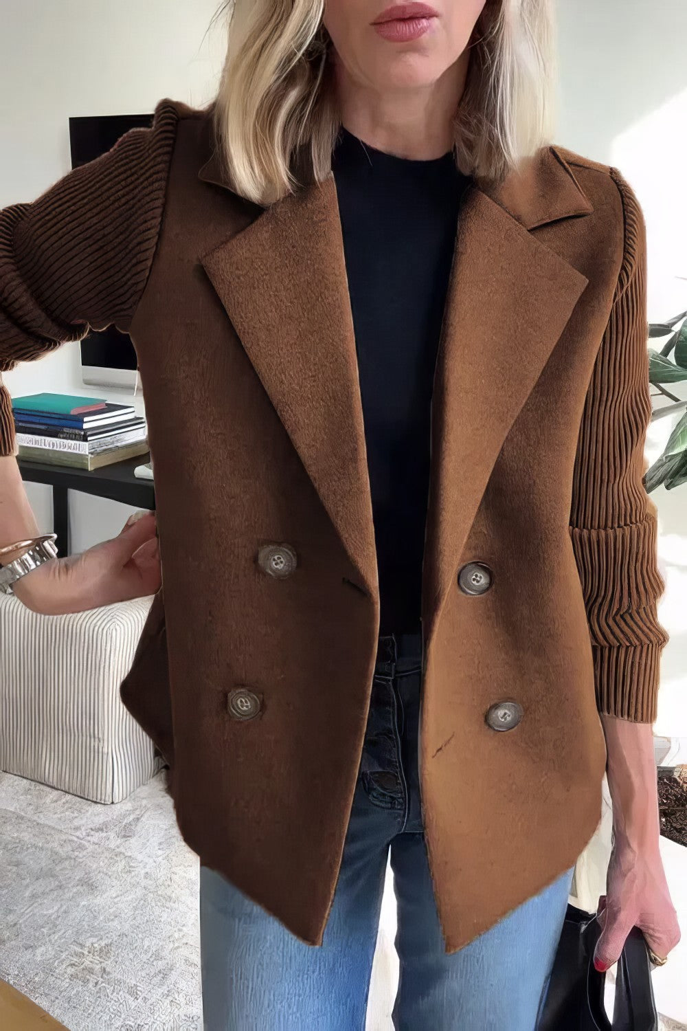 CLAIRE | Cardigan Long avec Manches Patchwork, Tendance et Chic