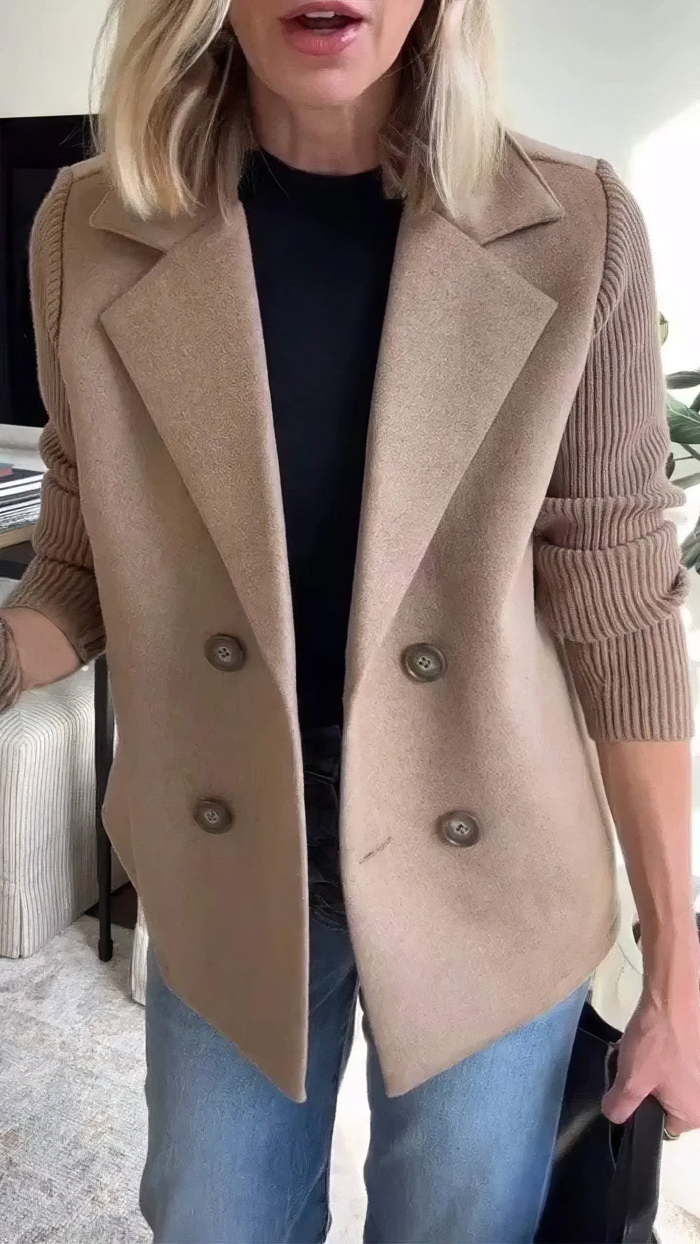 CLAIRE | Cardigan Long avec Manches Patchwork, Tendance et Chic